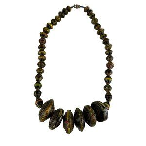 Handcrafted African Paper Bead Necklace 22 Inches Long